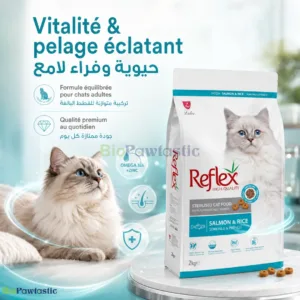 Reflex Sterilised Saumon & Riz 2 kg – Croquettes Premium pour Chats Adultes Stérilisés